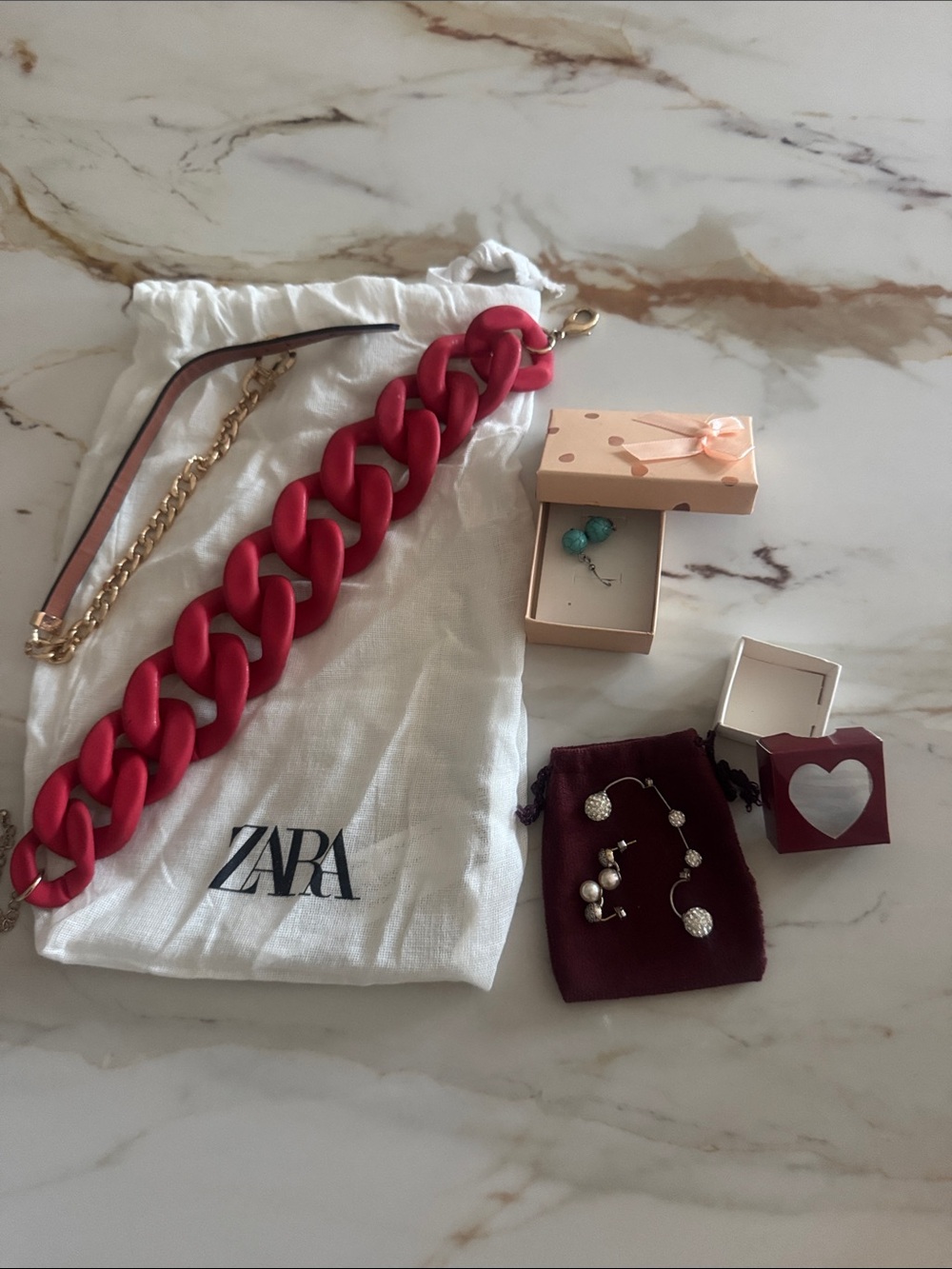 Zara Bold necklace 3 earrings and one choker